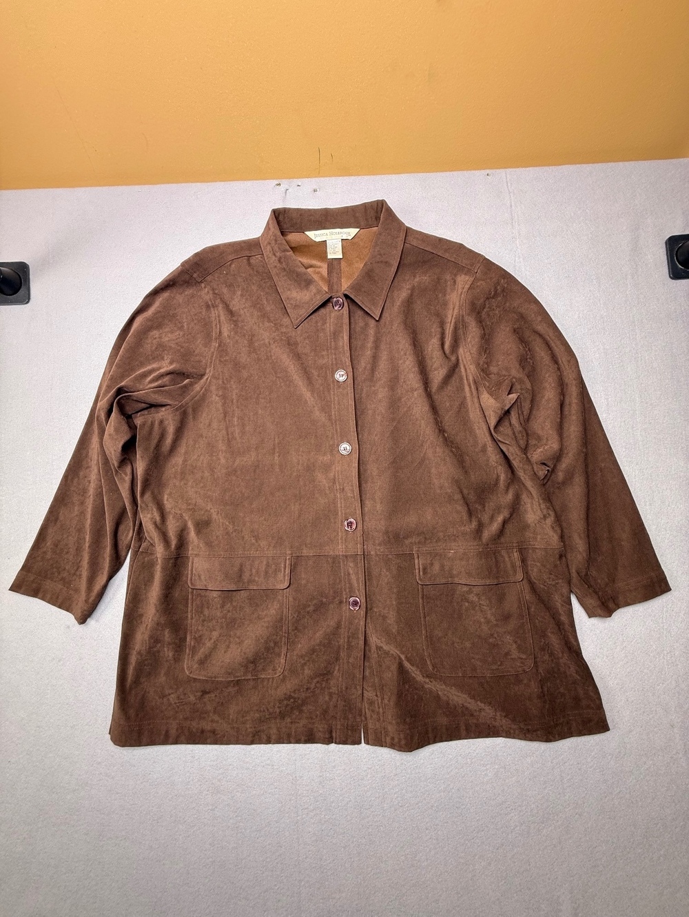 Jessica Holbrook Brown Button-Down Jacket Women 3X